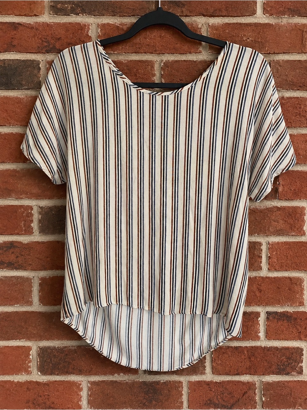 La Fée Maraboutée Made in Italy Striped Ring Back Blouse Boho Chic Size 10